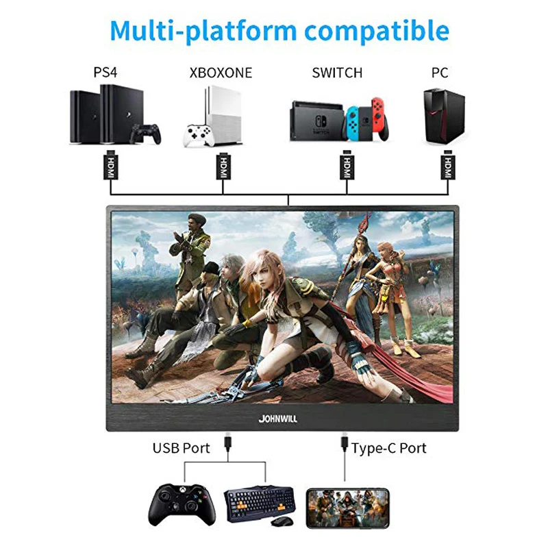 15 6 &quotпортативный монитор ПК hd сенсорный экран ips ЖК дисплей usb Тип c hdmi для