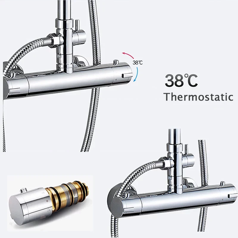 Набор термостатических душевых смесителей для ванной комнаты хромированный