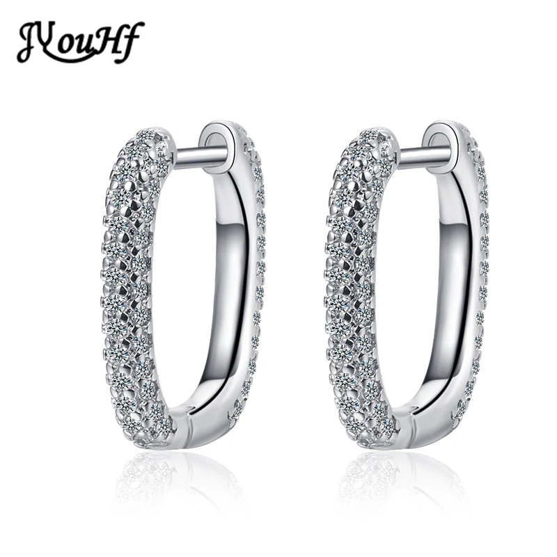 

JYouHF Exquisite 925 Sterling Silver Earrings for Women Big Geometric Shape Hoop Earrings Micro Inlaid Zircon Jewelry Oorbellen