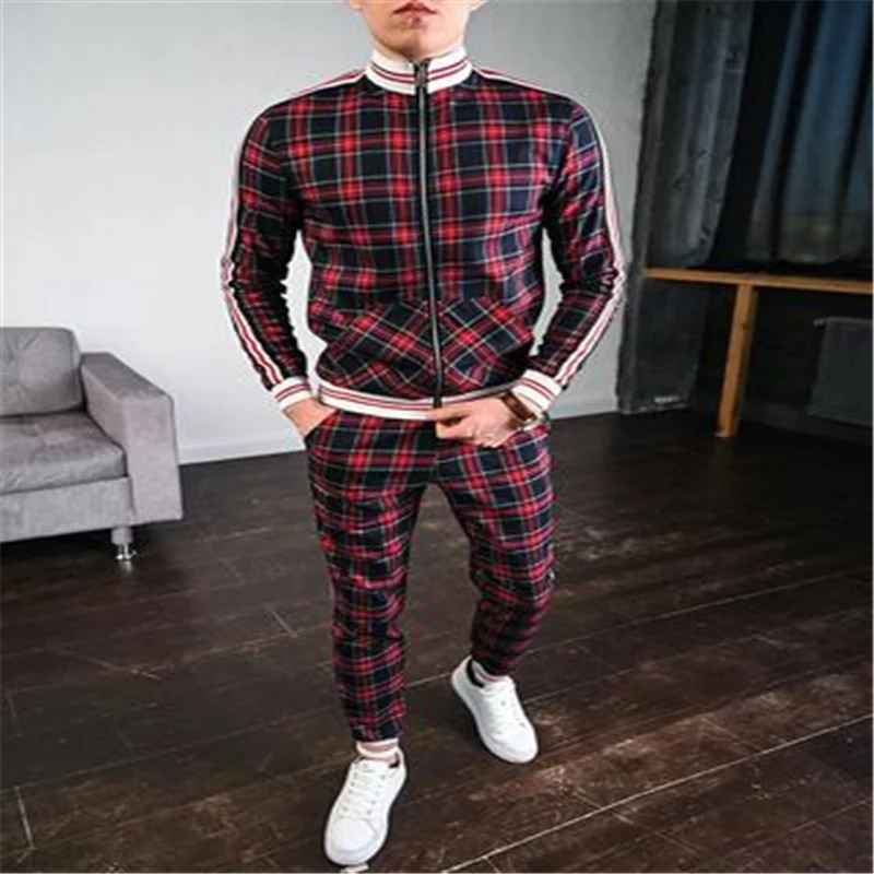 

2020 men's suit autumn casual fashion men's European and American trendy brand plus size sportswear two-piece suit