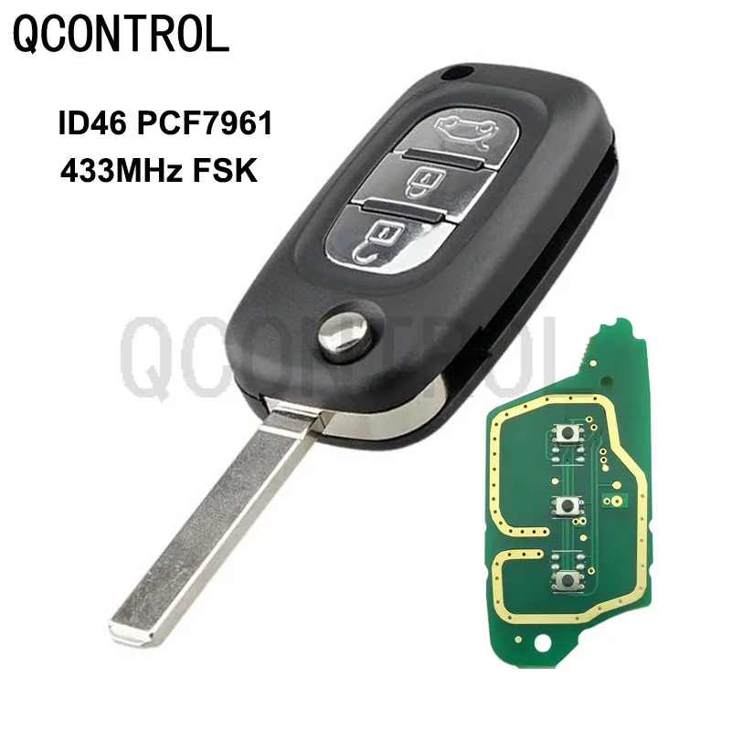 QCONTROL 3 кнопки флейта для Renault Fluence Megane III автомобильные аксессуары замена чипа PCF7961A