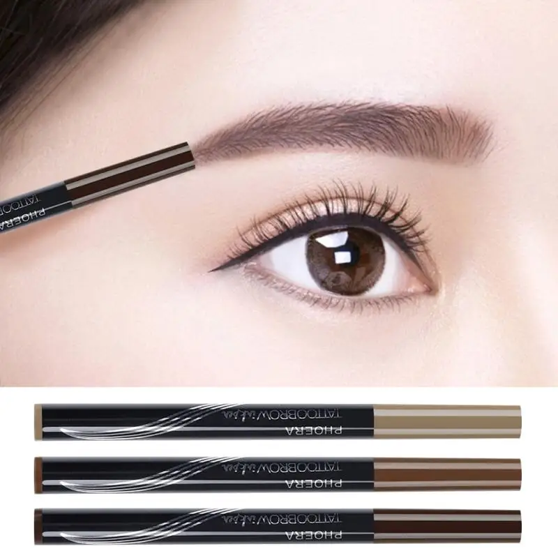 Двухсторонний карандаш для бровей PHOERA Водостойкий татуажа с вилкой и кисточкой