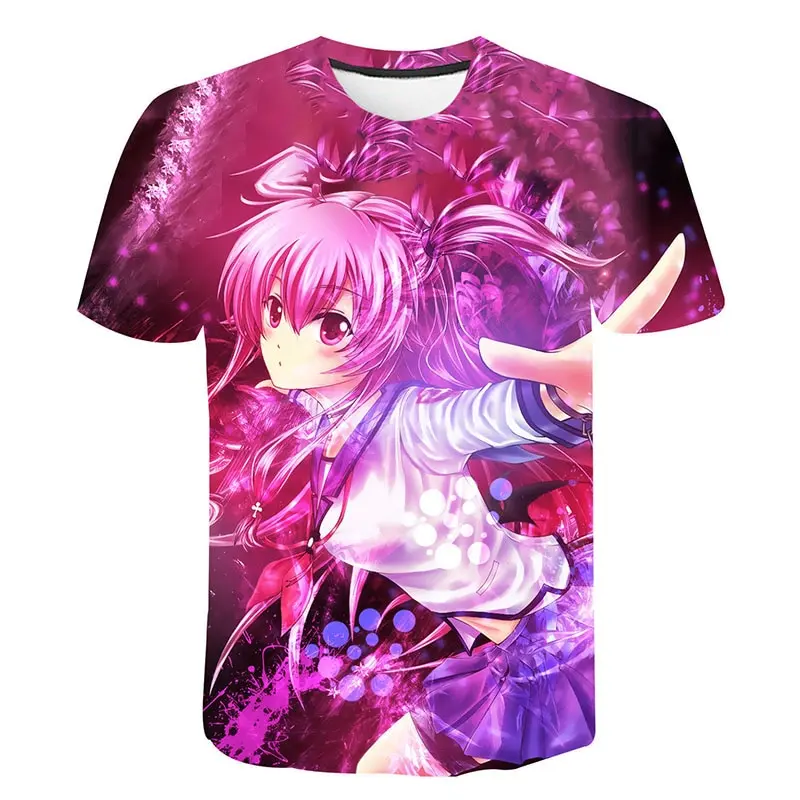 New hot summer style anime Angel beat t-shirt men's women cool Top Men's girls 3D T-shirt fashion casual | Мать и ребенок