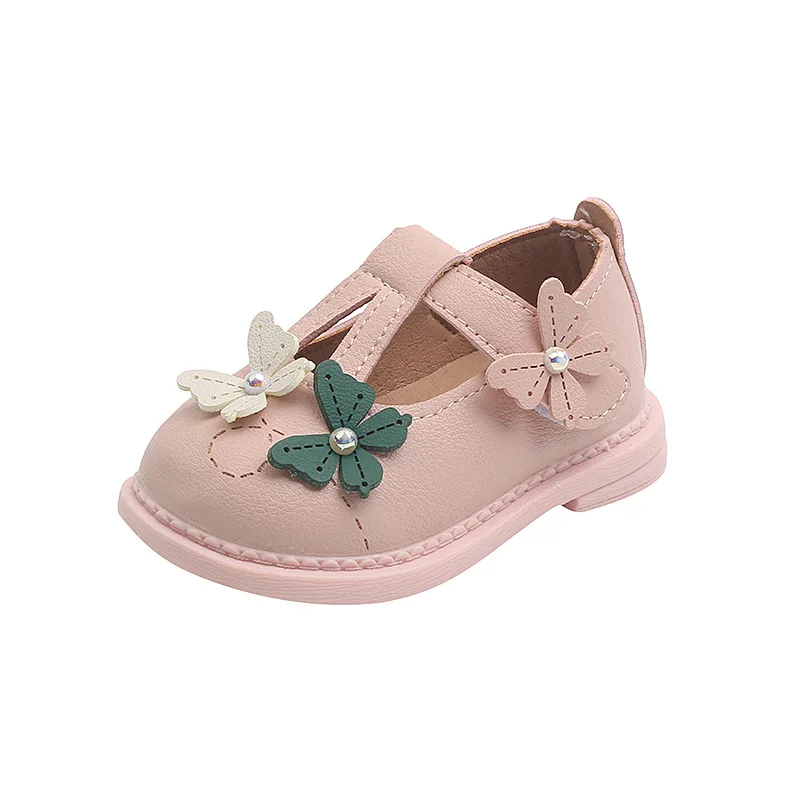 

2021 New Girl Princess Shoes Autumn Baby Soft Sole Leather Shoes Princess Toddler Shoes Fashion Butterfly Sweet Hot Infant Chic