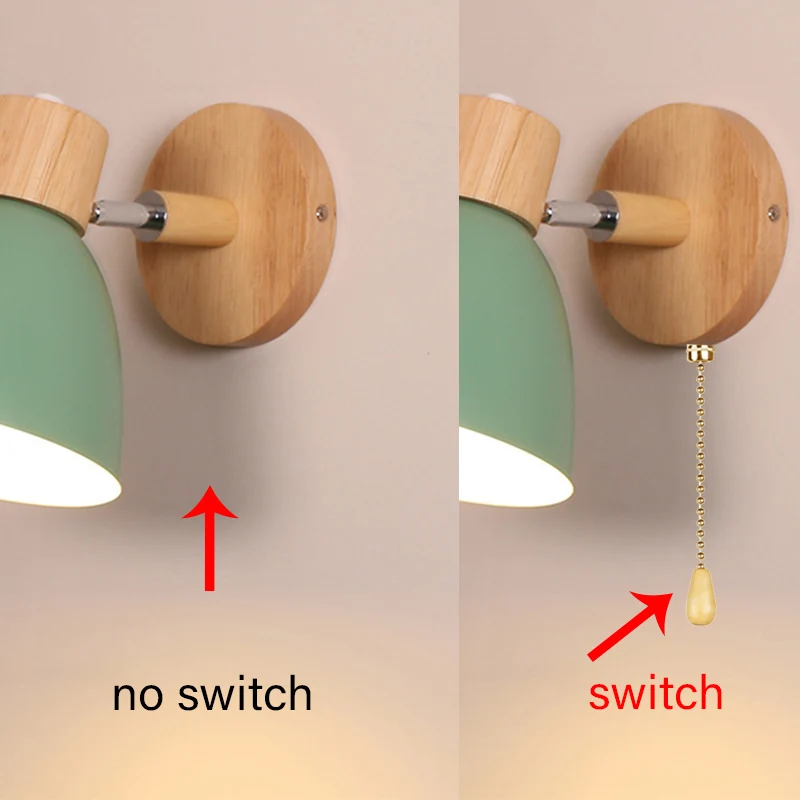 nordic e27 led wall lamp wood modern sconces light indoor lighting home decor for bedside bedroom living room kitchen study free global shipping