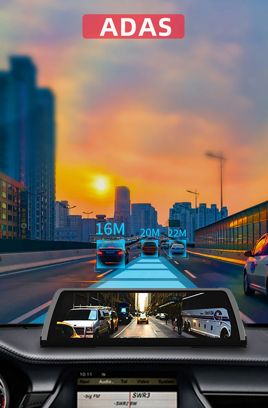 Bluavido 4G Android видеорегистратор 10 дюймов IPS Автомобильная камера на приборной панели