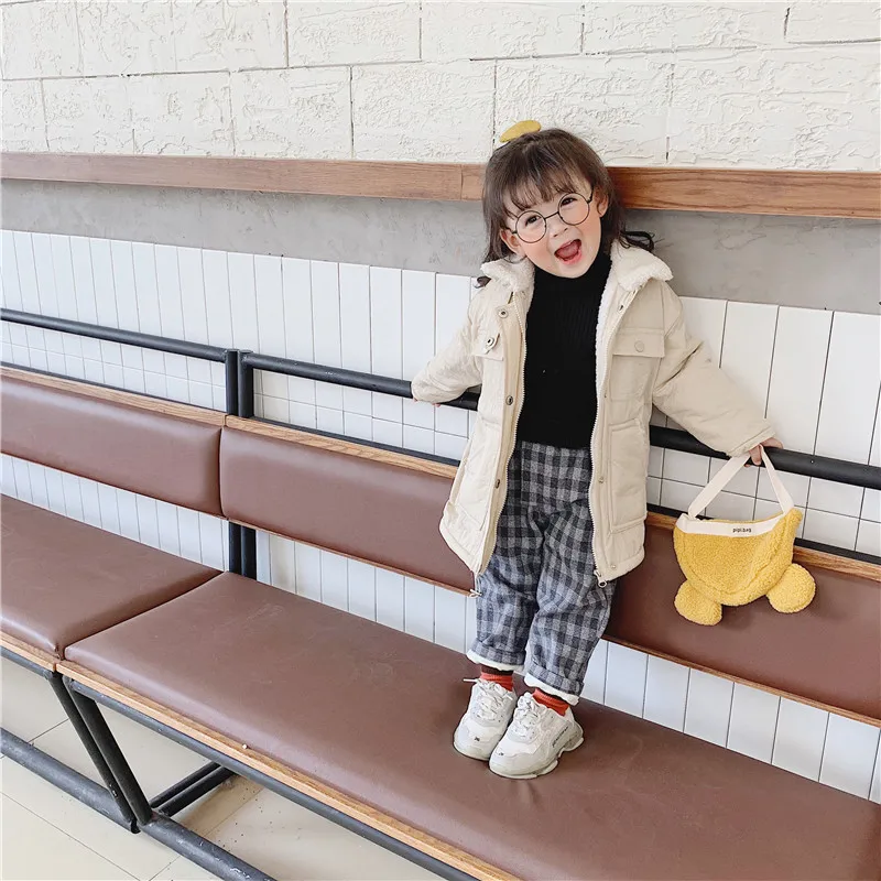 Зеленое/бежевое новое зимнее пальто для маленьких девочек и мальчиков 2019 теплые