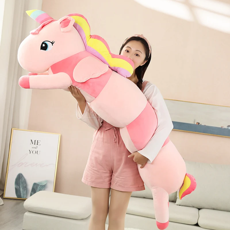 

80-120cm Cute Caterpillar Shaped Doll Stuffed Unicorn Dinosaur Cattle Plush Toys Soft Cartoon Long Pillow Girls Birthday Gifts