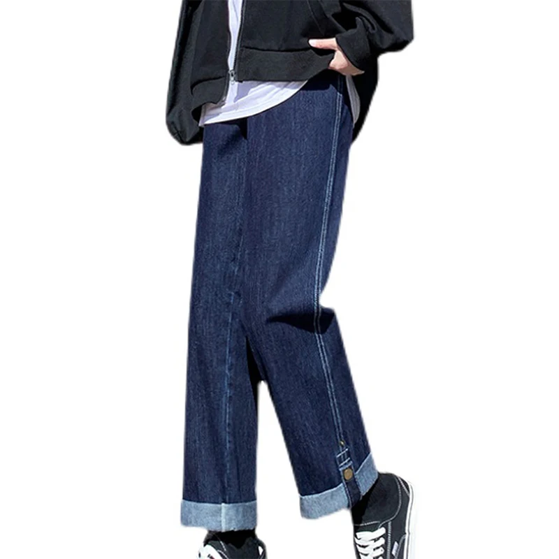 

Универсальные джинсы Новинка весна-осень 2021 прямые джинсы в рулоне широкие брюки с высокой талией модная женская одежда