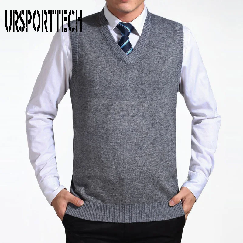 2020 New Arrival Solid Color Sweater Vest Men Cashmere Sweaters Wool Pullover Brand V-Neck Sleeveless for | Мужская одежда