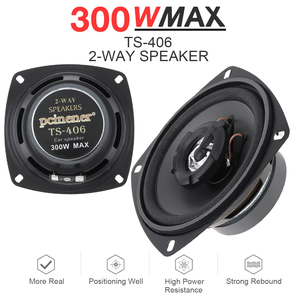 

1 Piece 4 Inch 300W 2-Way Car HiFi Coaxial Speaker Vehicle Door Auto Audio Music Stereo Full Range Frequency Speakers 2020