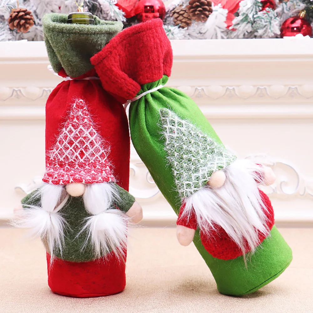 

2pcs Christmas Bottle Covers Decorative Supplies Durable Bottle Sleeves