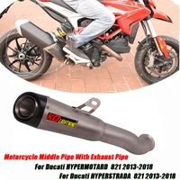 motorcycle middle link pipe with exhaust muffler tubes set escape for ducati hypermotard 821 hyperstrada 821 2013 2018