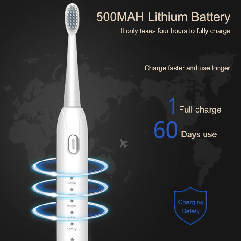 Электрическая зубная щетка 5 режимов водонепроницаемая ультразвуковая