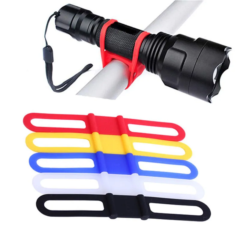 1pc Bike Bicycle Silicone Band Flash Light Flashlight Phone Strap Tie Ribbon Mount Holder Cycling Accessories