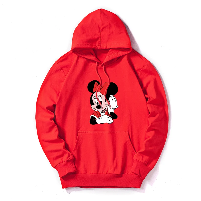 Red Women Sweatshirt Cotton Hoodies Autumn Winter Minnie Cartoon Hoodie Print Pullover Long Sleeve Plus Size 5XL White - Цвет: Red