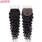 Оптовая продажа, бразильские человеческие волосы Levita с глубокой волной, кружевные застежки, швейцарские кружевные застежки