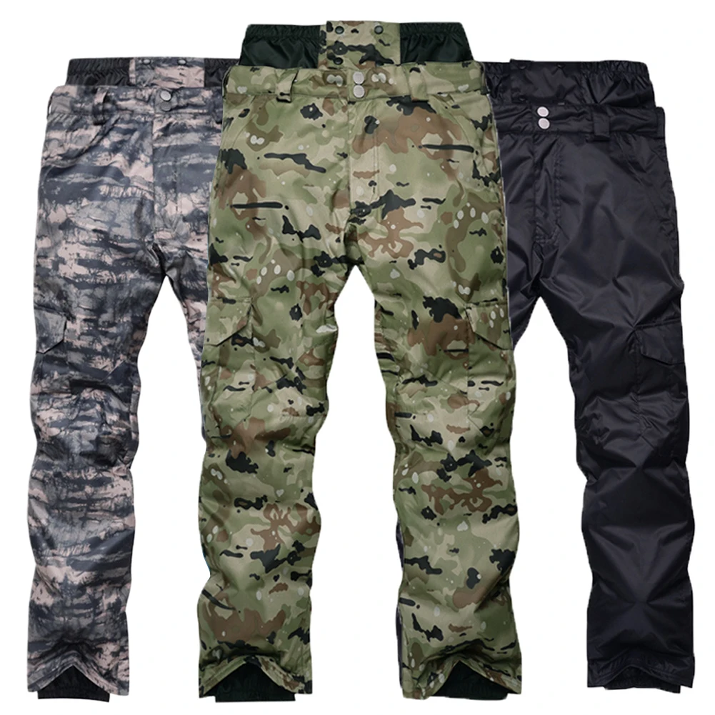 

Fishing Warm Zipper Snowboard Windproof Waterproof Winter Trekking Mountaineering Pockets Hiking Thicken Men Ski Pants Outdoor