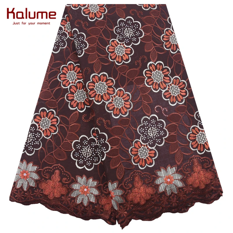 

Kalume Pure White African Swiss Cotton Lace Fabric Embroidery Nigerian Swiss Voile Lace Fabric Stones For Men Women Sewing F2085