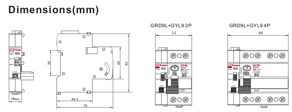 GEYA GRD9L-R 6KA ELCB RCCB автоматическое устройство повторного отключения дистанционного управления автоматический выключатель 2P 40A 63A 30mA 100mA 300mA УЗО