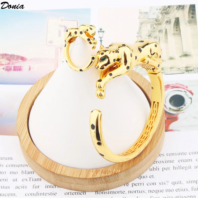 Donia jewelry European and American fashion opening spotted leopard bracelet animal ring set luxury T personality fashion jewelr