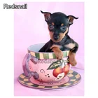 Squareround 5D алмазная живопись своими руками, вышивка крестиком, миниатюрный пиншер, собака, Алмазная мозаика, алмазная вышивка, животное, TT1059