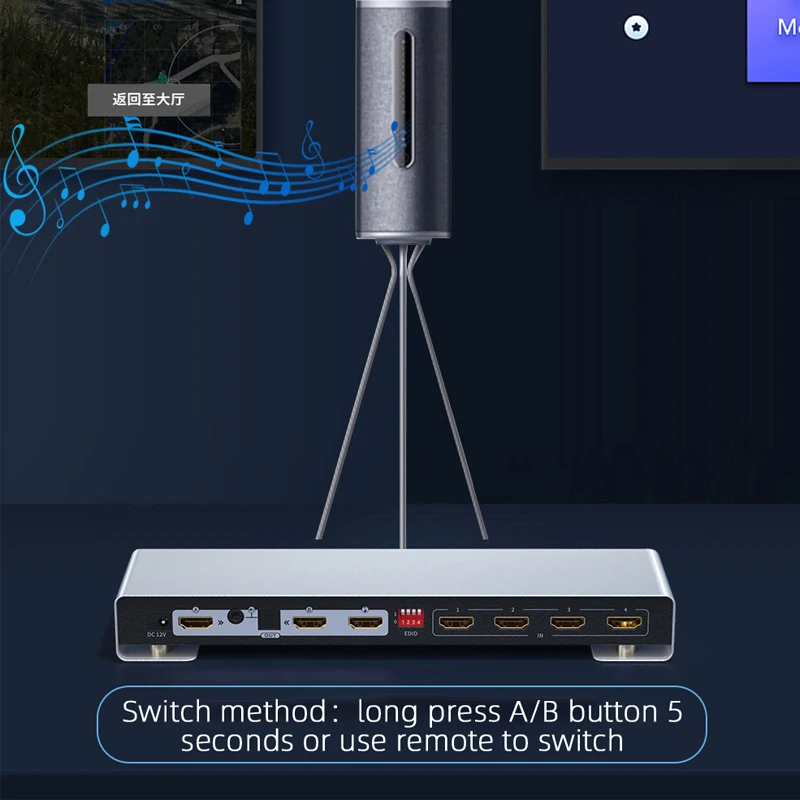 Unnlink разветвитель совместимому с HDMI 2 0 коммутатор 4 в UHD 4K 60Hz HDR переключатель
