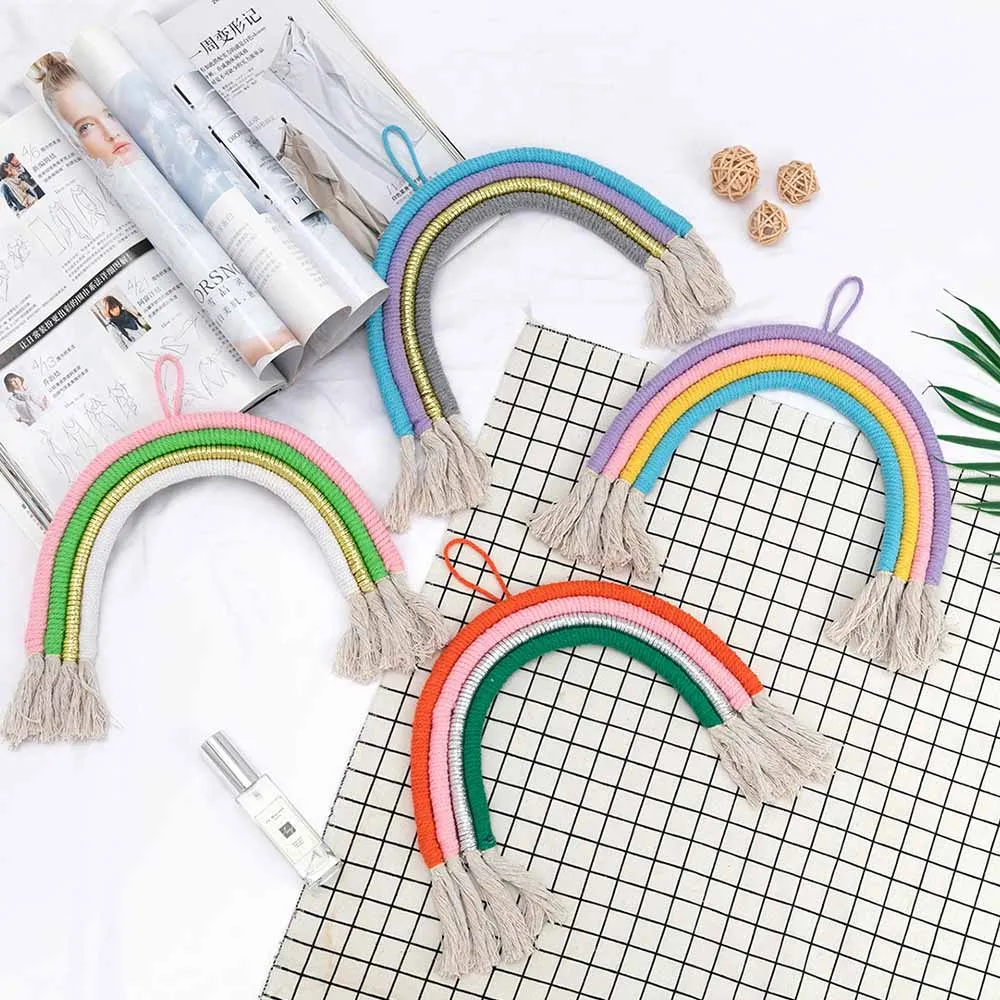 Настенный декоративный кулон ручной работы Радужный тканый орнамент хлопковое