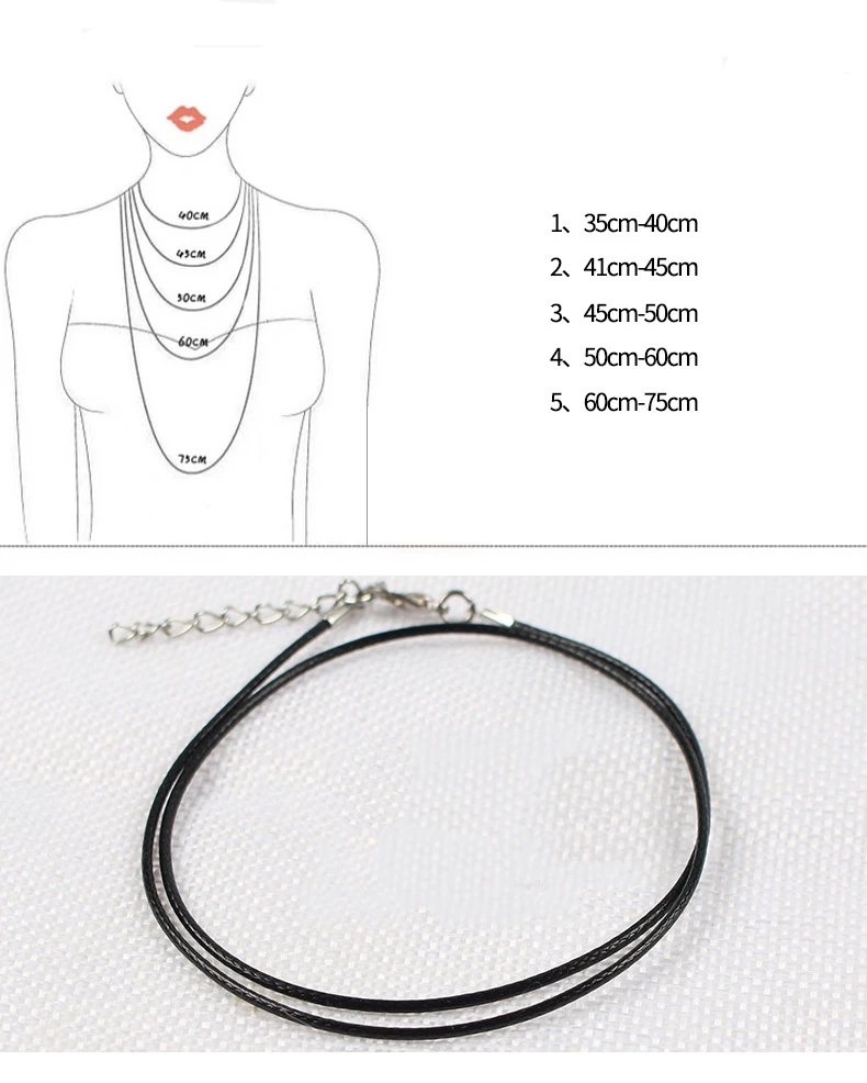 

50Pcs 1.5mm 2mm Cotton Waxed Cord Adjustable Braided Rope String Necklace Chain with Lobster Clasp DIY Jewelry Making