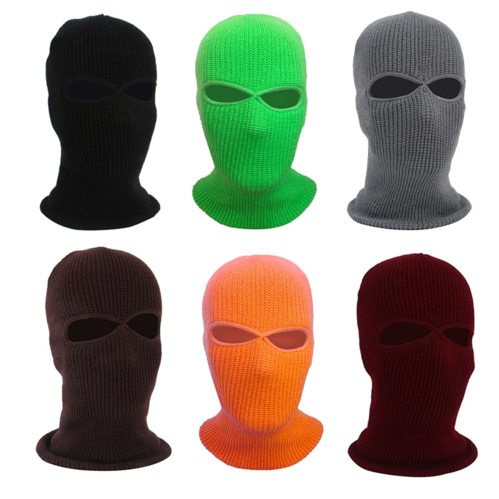 

Winter Knit Balaclava Cap Warm Soft 3 Holes Full Face Ski Headgear Hood Cycling Helmet Army Tactical Hat Fashion Women Men #77