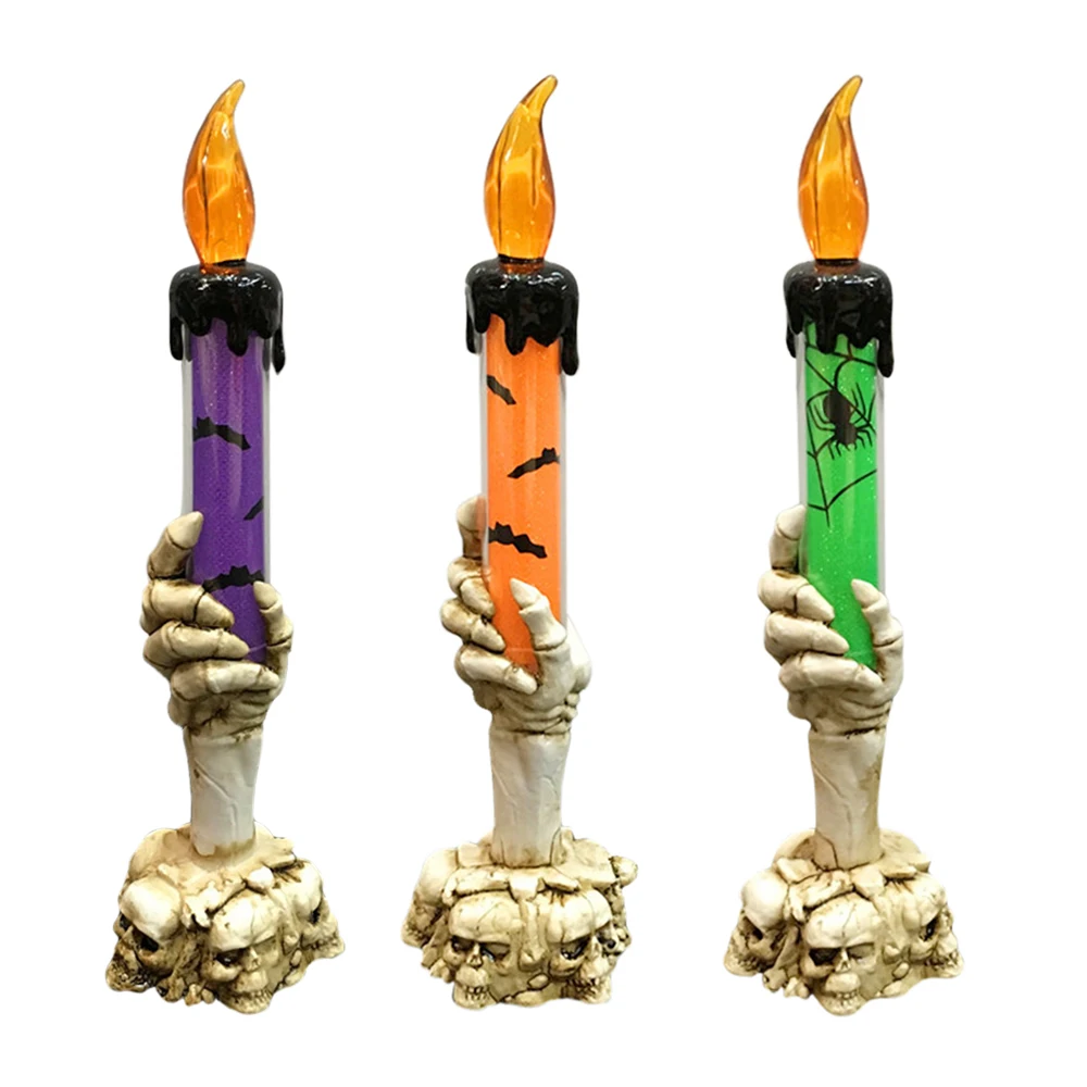 Беспламенные электронные Свадебные свечи Хэллоуин скелет призрак ручная свеча