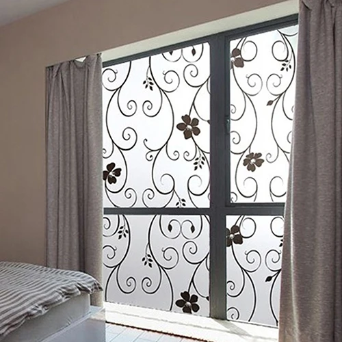 Съемная ультрафиолетовая Защита черный цветок лист лоза матовая стеклянная