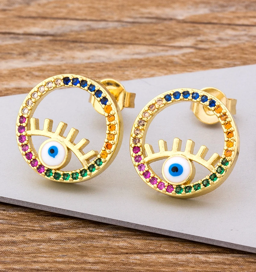 Nidin радужные циркониевые серьги ювелирные изделия круглые полые дизайнерские