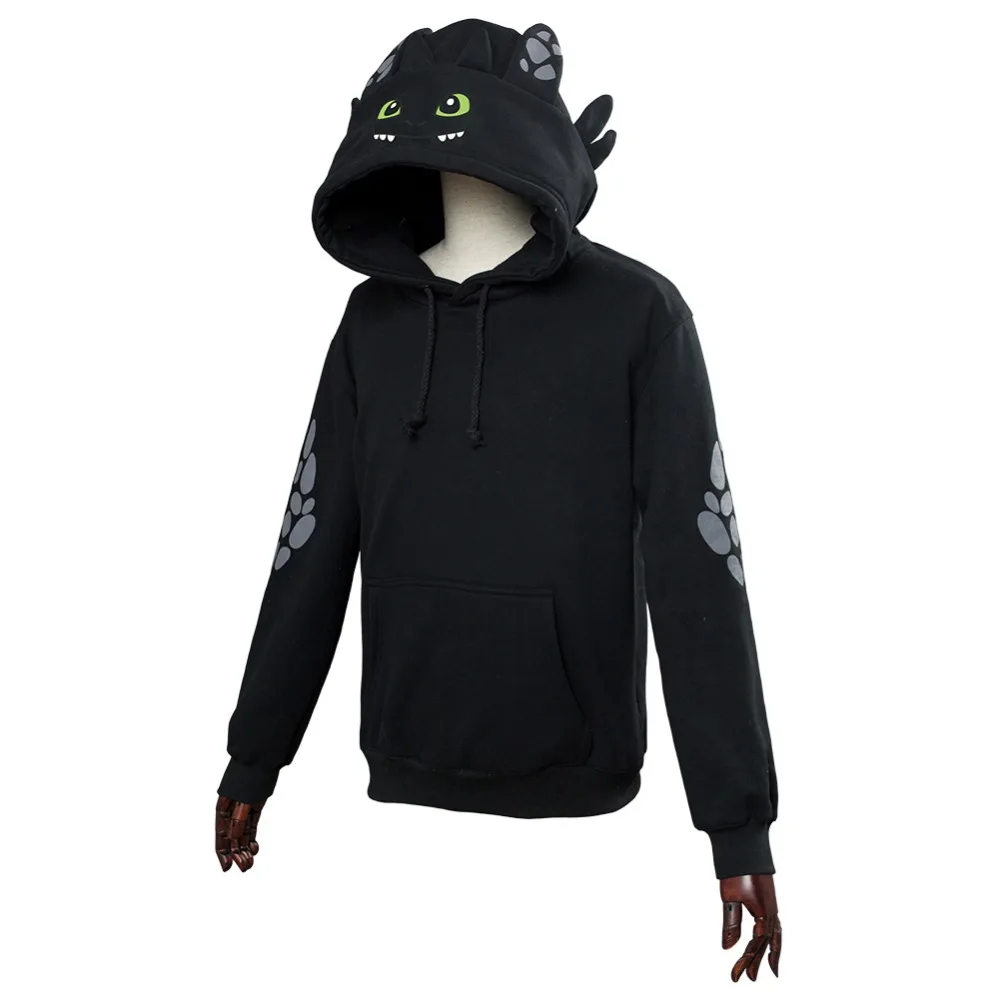 Unisex Adult How to Train Your Dragon Toothless Cosplay Hoodie Sweatshirt Casual Black Pullover Jackets Coat Hooded |