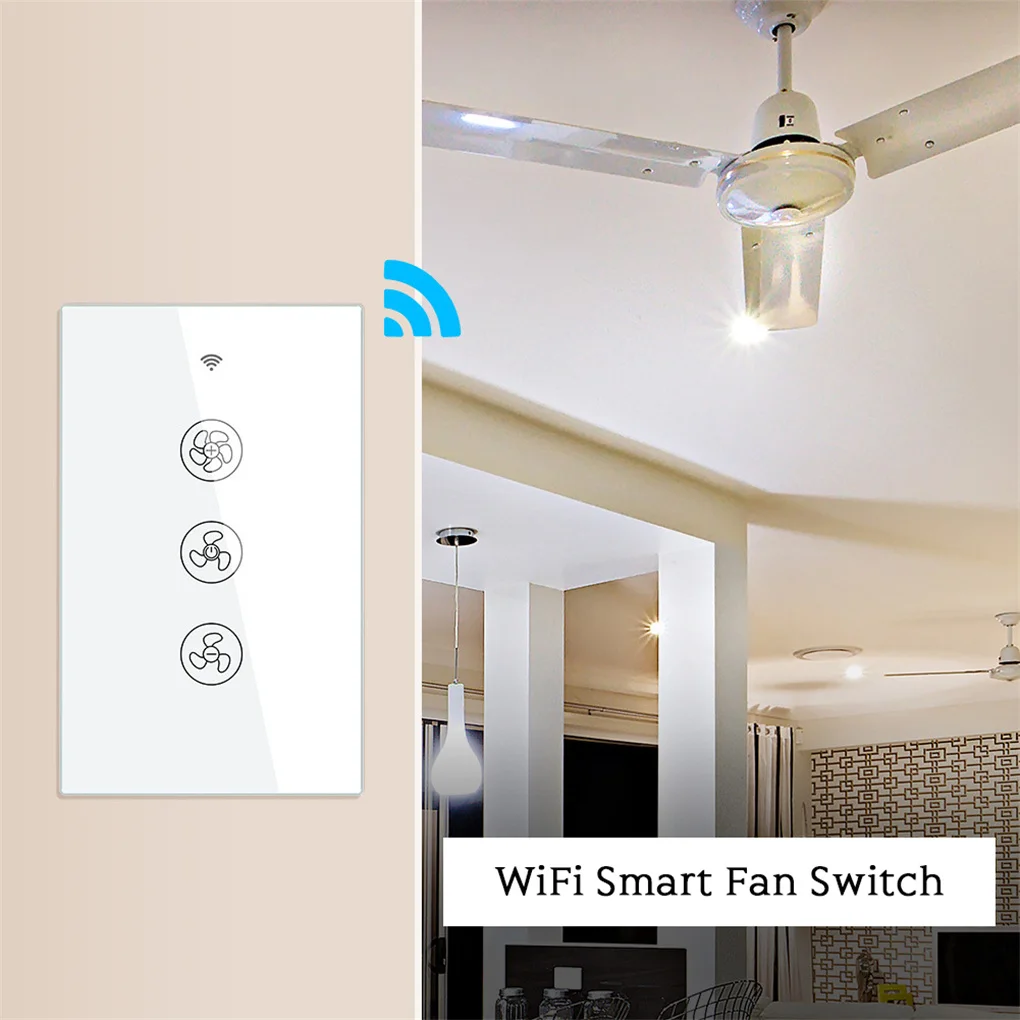 Tuya Smart Home WiFi Fan Switch  Controller Smart WiFi APP Remote Timer Wall Control Switch with Backlight original xiaomi smart dc frequency stand fan wifi phone app remote control built in 2800mah battery comfortable wind