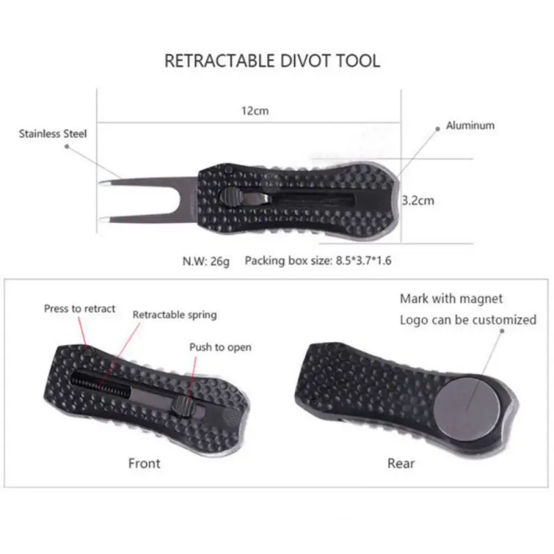 

Golf Divot Repair Tool Retractable Plastic Stainless Steel Pitch Cleaner Pitchfork Putting Fork Training Golf Divot Tool