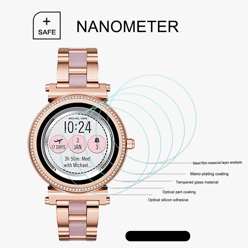 3 шт Закаленное стекло протектор экрана для Майкл Корс доступа sofie gen 2 часы