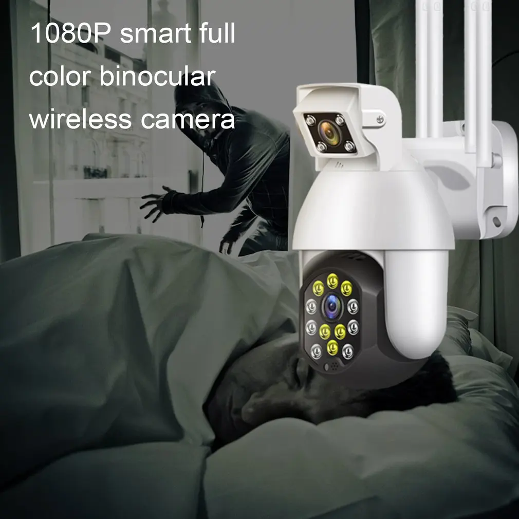 

1080P Smart IP Camera Night Vision Motion Tracking Dual Lens Audio Dome Outdoor Monitor CCTV Surveillance Camera