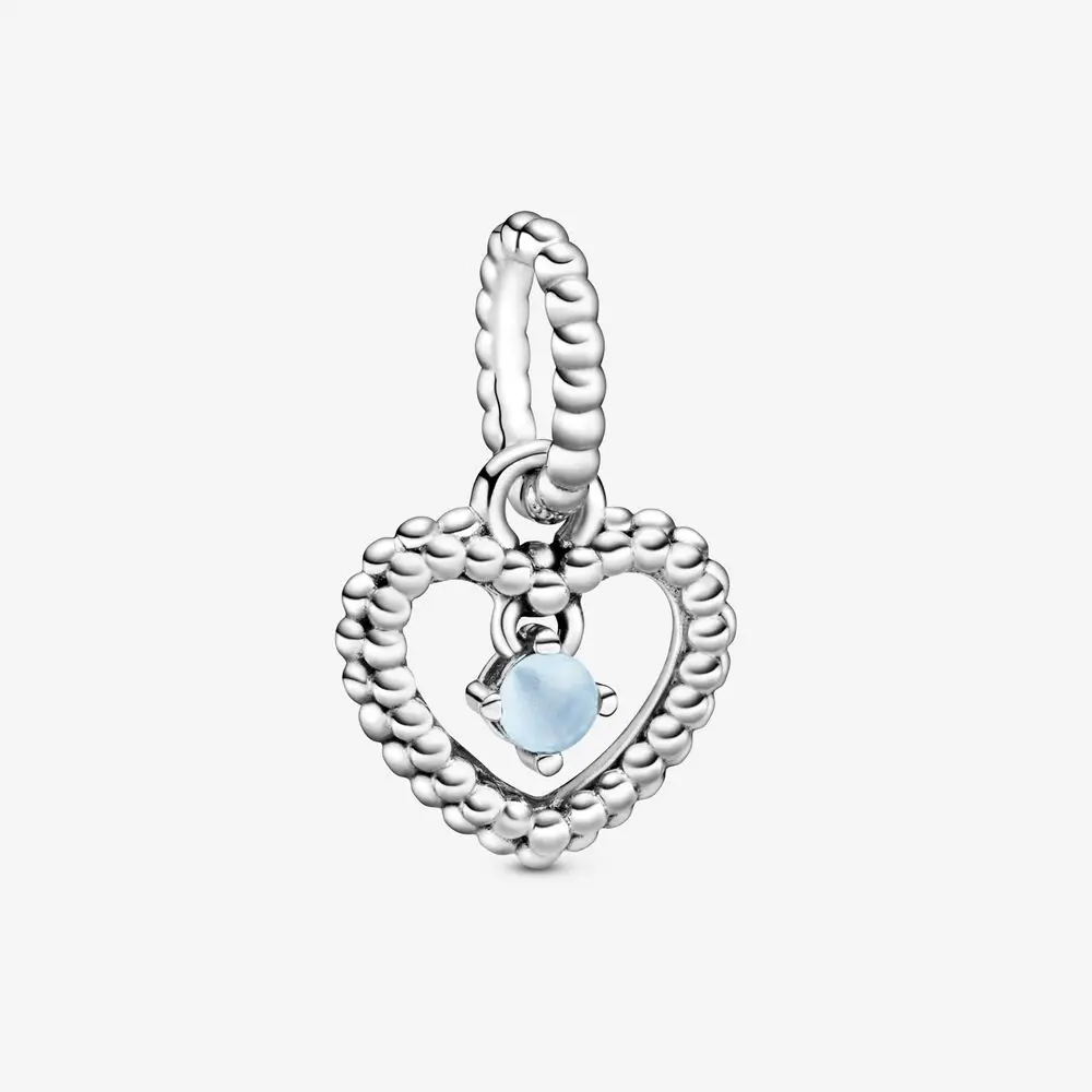 

2021 Trendy 100% 925 Sterling Silver DEC.Birthstone Heart Dangle Charm Silver fit Original Pandora Bracelets Jewelry Lady Gift