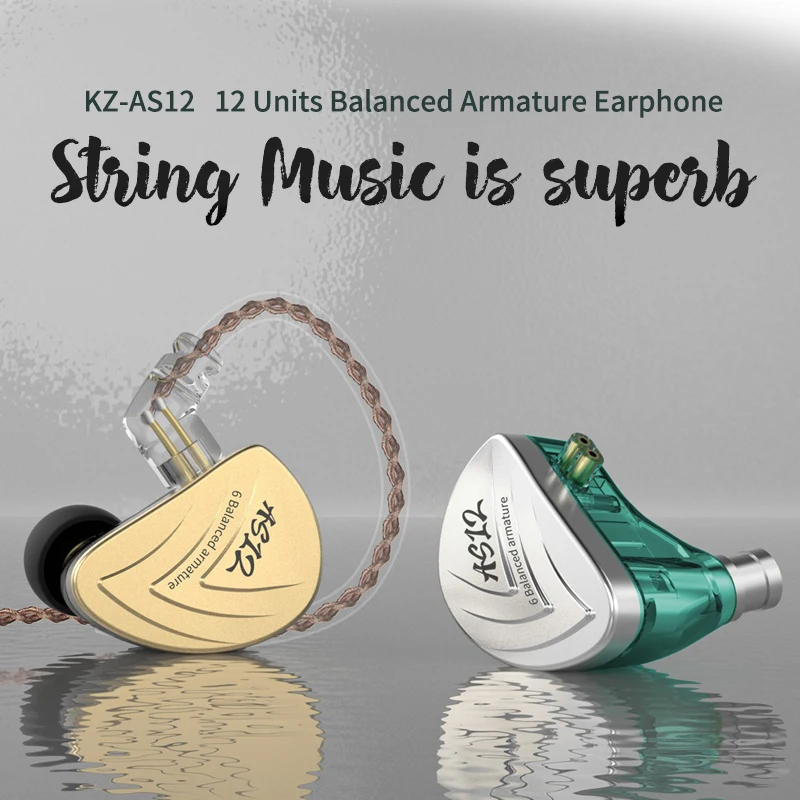 Наушники вкладыши KZ AS12 6BA HIFI наушники с монитором шумоподавление ZSX AS16 AS10 AS06 ZS10 PRO