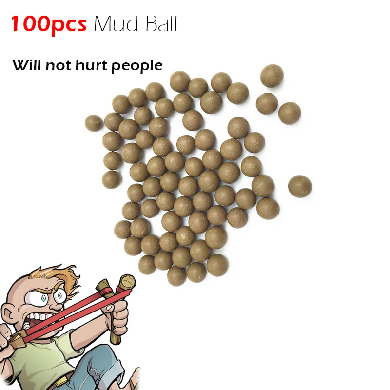 

100 Pcs/bag Mud Ball Powerful Pocket Shot Slingshot Outdoor Self defense Round Ball Game Toy Shooting Cup Device Hunting