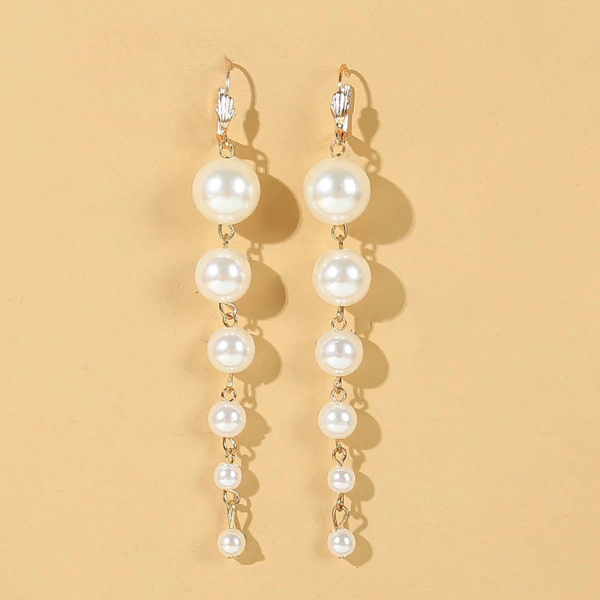 Длинные серьги с имитацией жемчуга женские серьги-подвески в виде месяца звезды