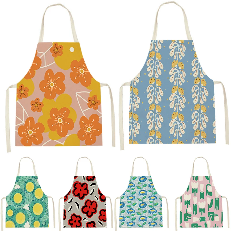 

Plant Style Aprons For Women Cleaning Pinafore Funny Apron Room Flowers Petal Printing Baking Accessories Home Custom Aprons Bib