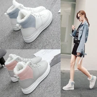 winter the new plus cashmere casual sneakers fashion lace up round toe plush high top breathable snow boots mixed colors flat