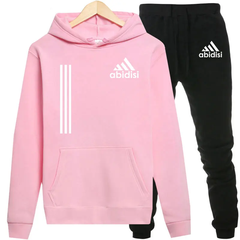 

Спортивный костюм женский из 2 предметов, повседневная одежда Abidisi, худи с высоким воротником и принтом, Свитшот и штаны, костюм, уличный трен...