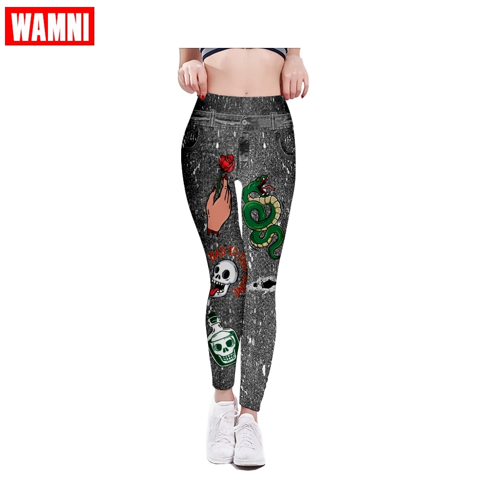WAMNI модные штаны для йоги женские 3D розовые змеиные джинсы косплея сексуальные