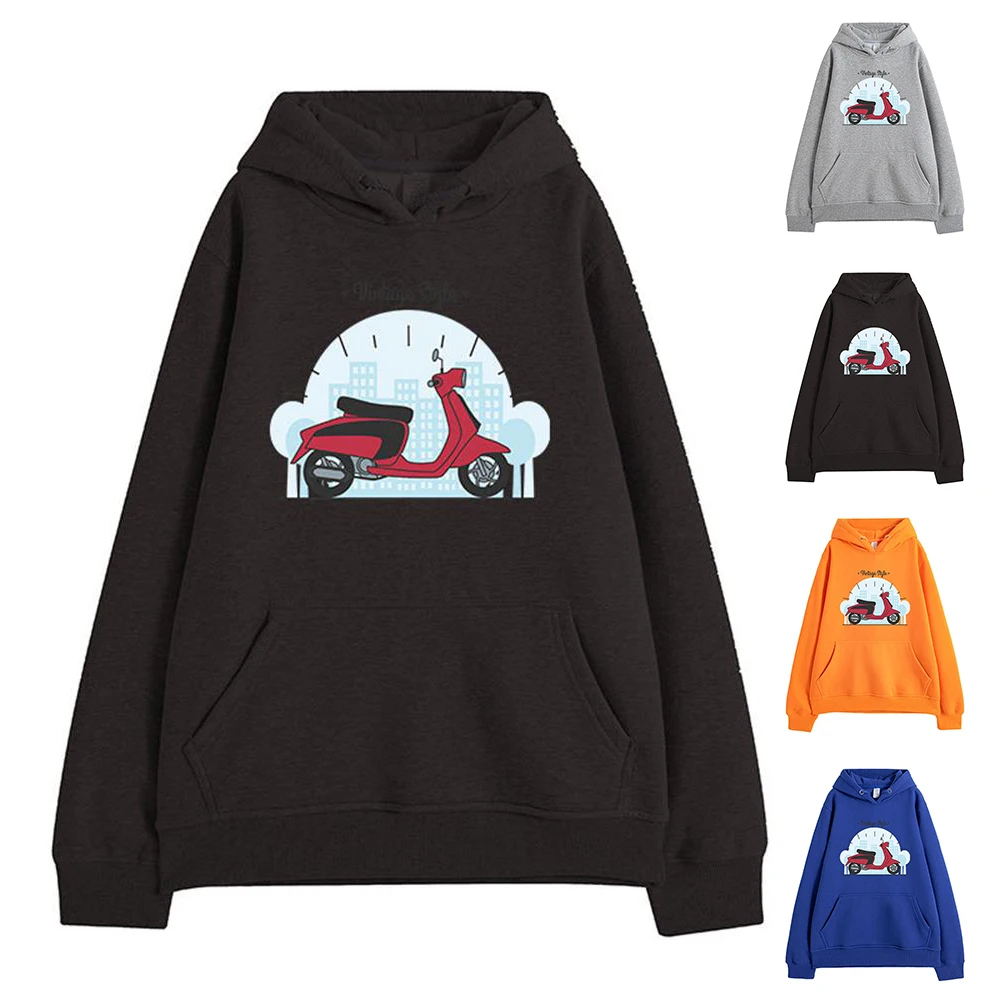 

Vintage Style Hoodie Women Car Print Hooded Long Sleeve Sweatshirt Pocket Tops Autumn Winter Sweatshirt