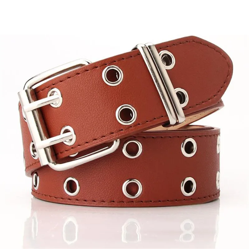 Новое поступление Винтажная женская панк ремень черный двойной ушко втулка из PU