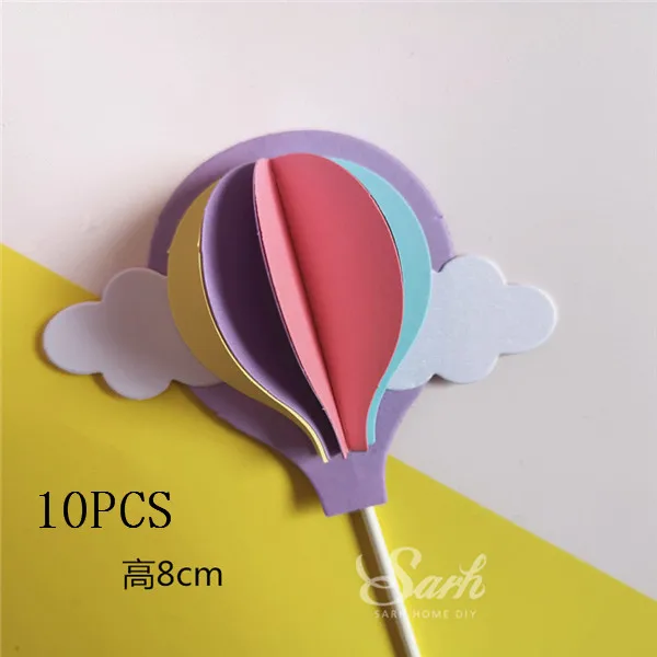 Розовый синий фиолетовый трехмерный воздушный шар торт Топпер для вечерние украшения десерт прекрасный подарок - Цвет: 10pcs