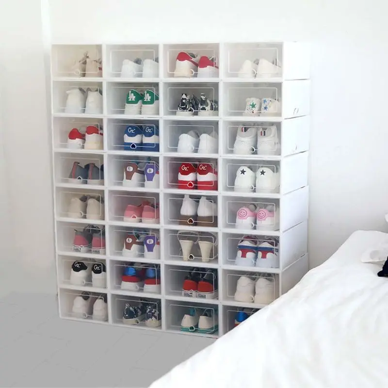 6 шт. пластиковая коробка для обуви Складная хорошо складируемая